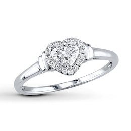 MK 14 Karat White Gold Engagement Ring - Heart Cut - Nasr Jewelers - Denton
