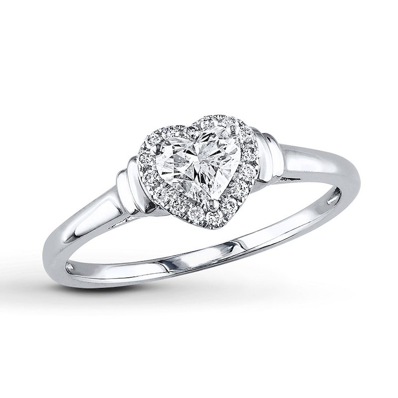 Main Image 1 of Diamond Engagement Ring 1/2 ct tw Heart-Shaped 14K White Gold