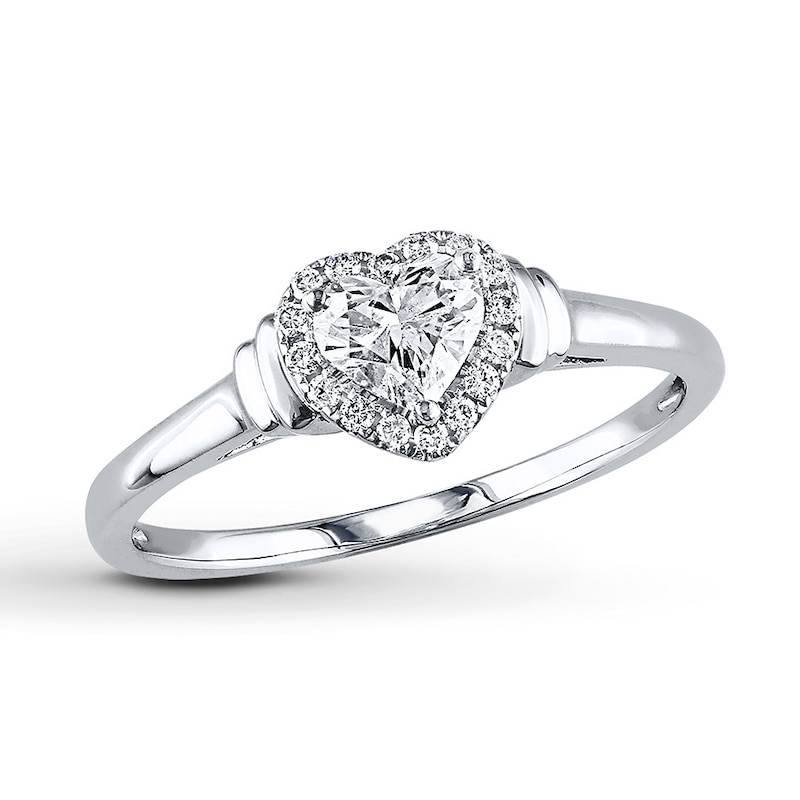 14k White Gold Heart Shaped Engagement Ring