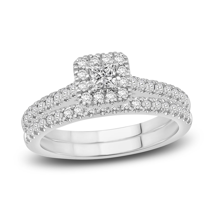 Main Image 1 of Diamond Bridal Set 5/8 ct tw Princess-cut 14K White Gold