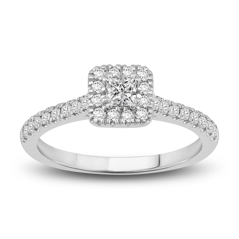 Main Image 4 of Diamond Bridal Set 5/8 ct tw Princess-cut 14K White Gold