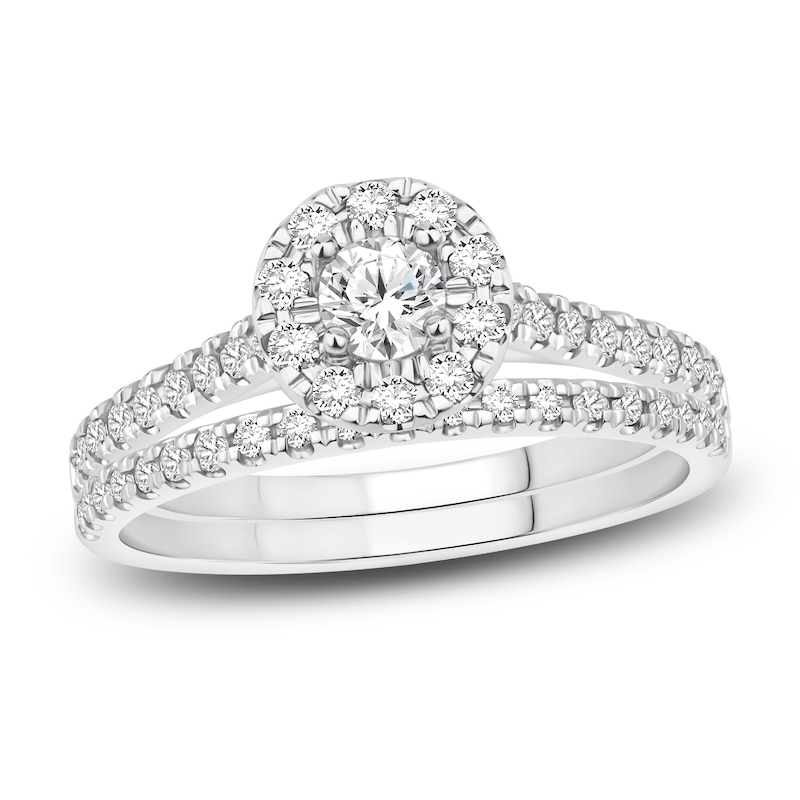 Diamond Bridal Set 5/8 ct tw Round-cut 14K White Gold with 360