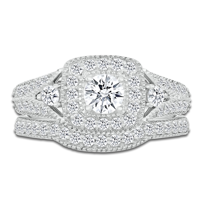 Main Image 2 of Diamond Bridal Set 7/8 ct tw Round-cut 14K White Gold
