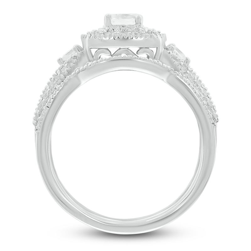 Main Image 3 of Diamond Bridal Set 7/8 ct tw Round-cut 14K White Gold