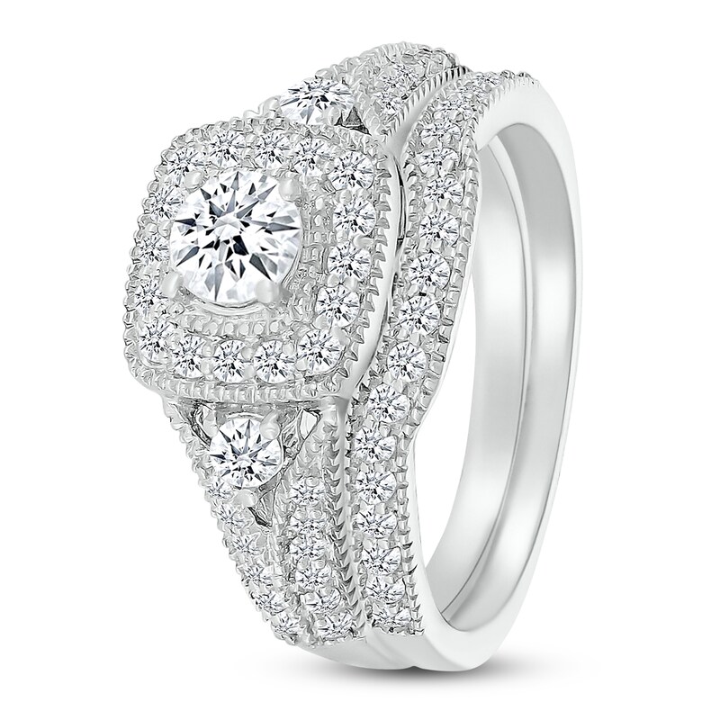 Diamond Bridal Set 7/8 ct tw Round-cut 14K White Gold