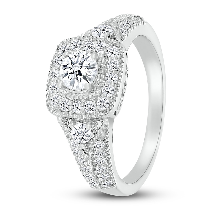 Main Image 8 of Diamond Bridal Set 7/8 ct tw Round-cut 14K White Gold