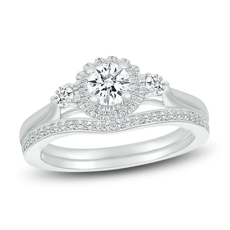 Main Image 1 of Diamond Bridal Set 5/8 ct tw Round-cut 14K White Gold