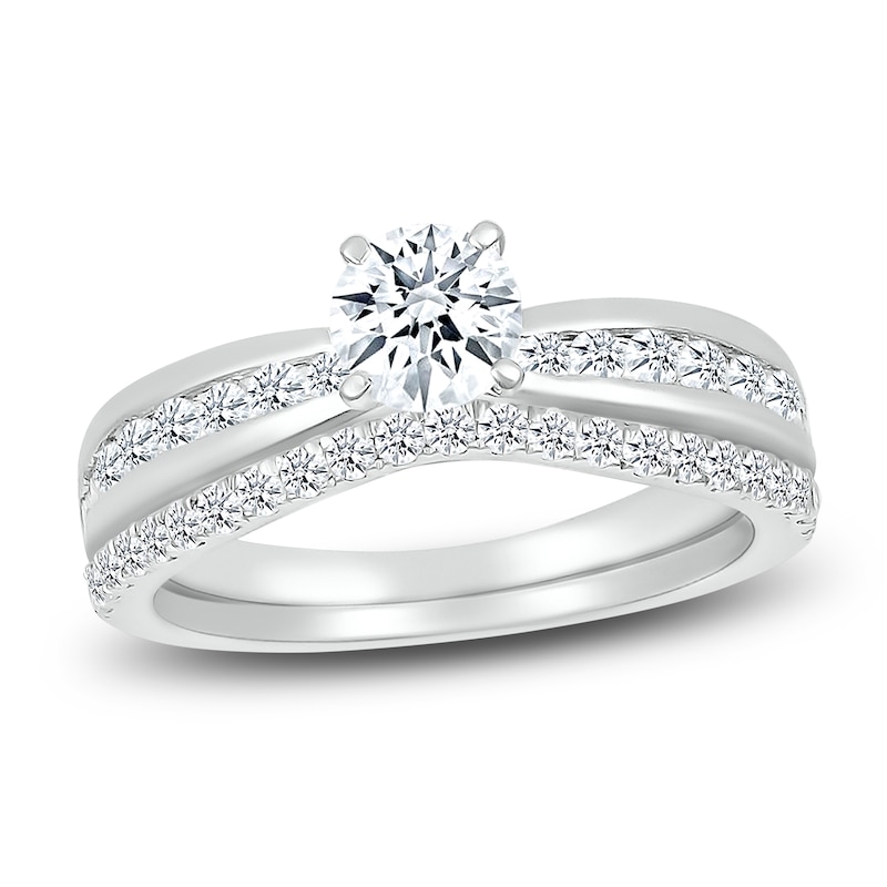 Main Image 1 of Diamond Bridal Set 7/8 ct tw Round-cut 14K White Gold