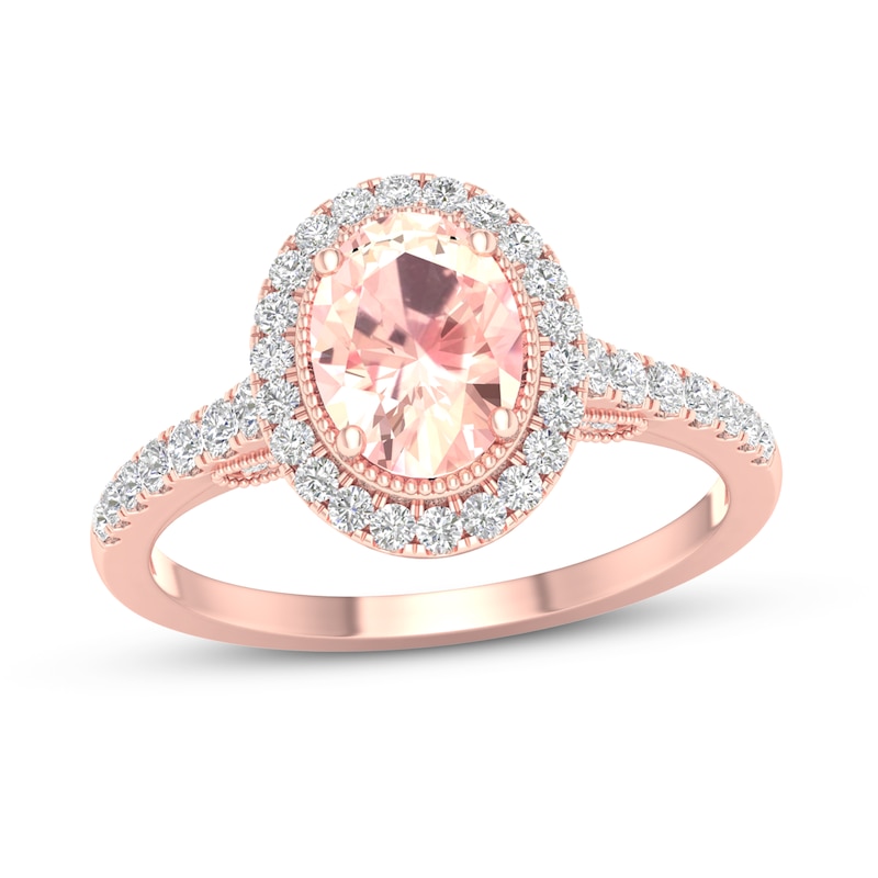 Main Image 1 of Morganite Engagement Ring 3/8 ct tw Diamonds 14K Rose Gold