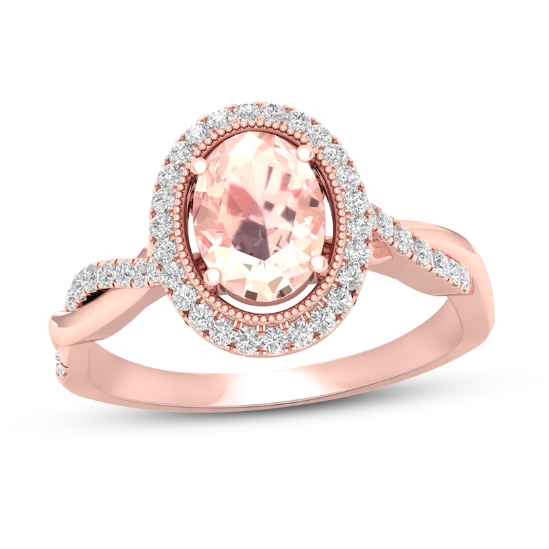 Morganite Engagement Ring 1/4 ct tw Diamonds 14K Rose Gold
