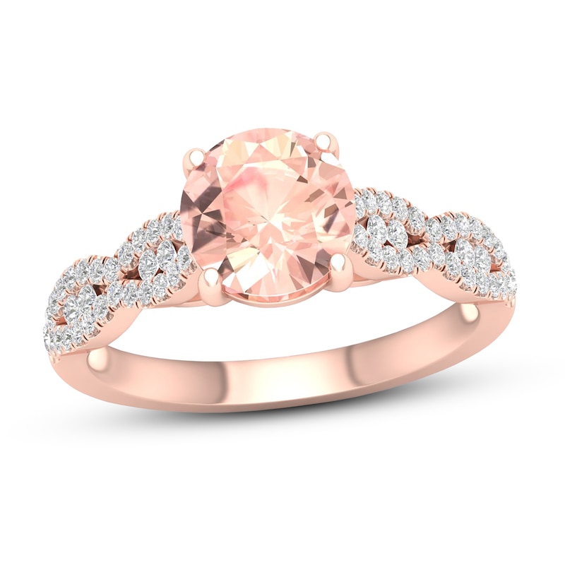 Morganite Engagement Ring 1/3 ct tw Diamonds 14K Rose Gold