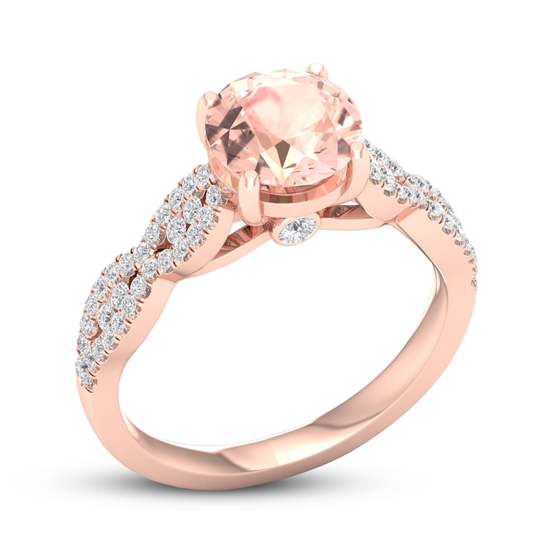 Morganite Engagement Ring 1/3 ct tw Diamonds 14K Rose Gold