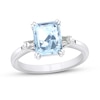 Thumbnail Image 0 of Aquamarine Engagement Ring 1/8 ct tw Diamonds 14K White Gold