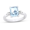 Thumbnail Image 1 of Aquamarine Engagement Ring 1/8 ct tw Diamonds 14K White Gold
