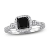 Thumbnail Image 1 of Black Diamond Ring 1 ct tw Cushion-cut 14K White Gold