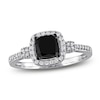 Thumbnail Image 0 of Black Diamond Ring 1 ct tw Cushion-cut 14K White Gold