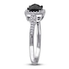 Thumbnail Image 2 of Black Diamond Ring 1 ct tw Cushion-cut 14K White Gold