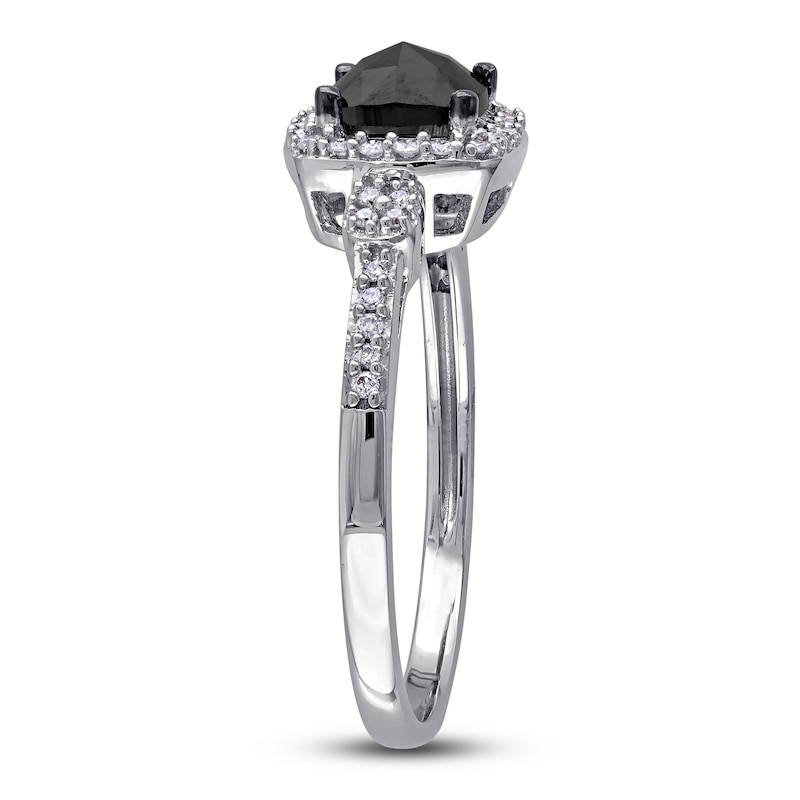 Black Diamond Ring 1 ct tw Cushion-cut 14K White Gold