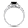 Thumbnail Image 3 of Black Diamond Ring 1 ct tw Cushion-cut 14K White Gold