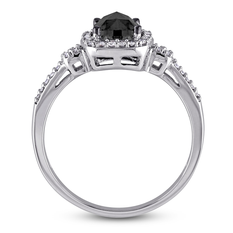 Black Diamond Ring 1 ct tw Cushion-cut 14K White Gold