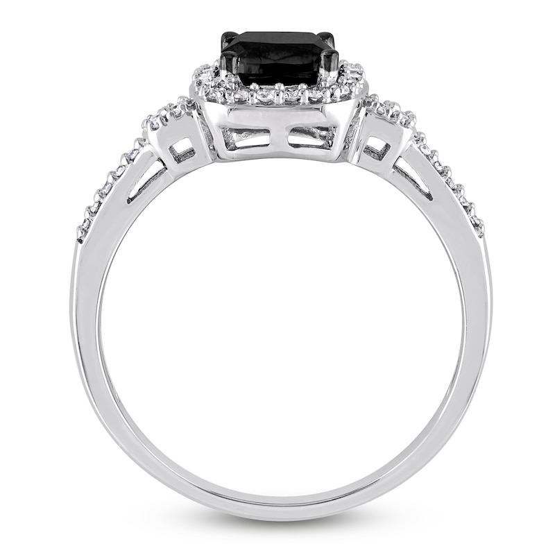 Main Image 3 of Black Diamond Ring 1 ct tw Cushion-cut 14K White Gold
