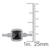 Thumbnail Image 3 of Black Diamond Ring 1 ct tw Cushion-cut 14K White Gold