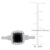 Thumbnail Image 4 of Black Diamond Ring 1 ct tw Cushion-cut 14K White Gold