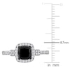 Thumbnail Image 3 of Black Diamond Ring 1 ct tw Cushion-cut 14K White Gold