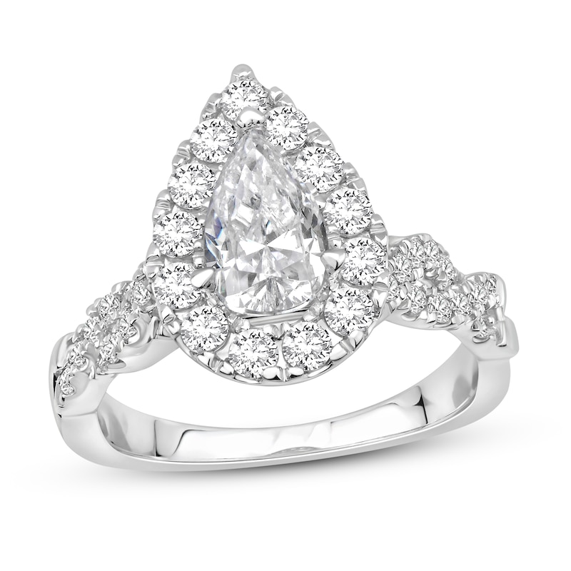 Main Image 1 of Diamond Engagement Ring 1 3/4 ct tw Round/Pear-shaped 14K White Gold
