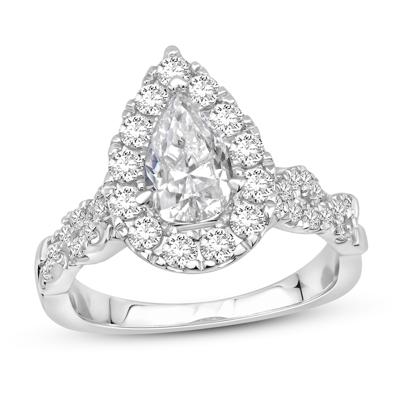 Diamond Engagement Ring 1 3/4 ct tw Round/Pear-shaped 14K White Gold