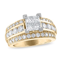 Diamond Engagement Ring 2-5/8 ct tw Princess/Round 14K Yellow Gold