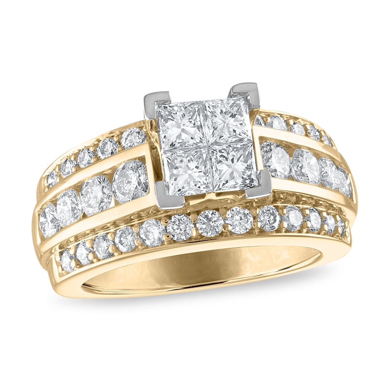 Diamond Engagement Ring 2-5/8 ct tw Princess/Round 14K Yellow Gold