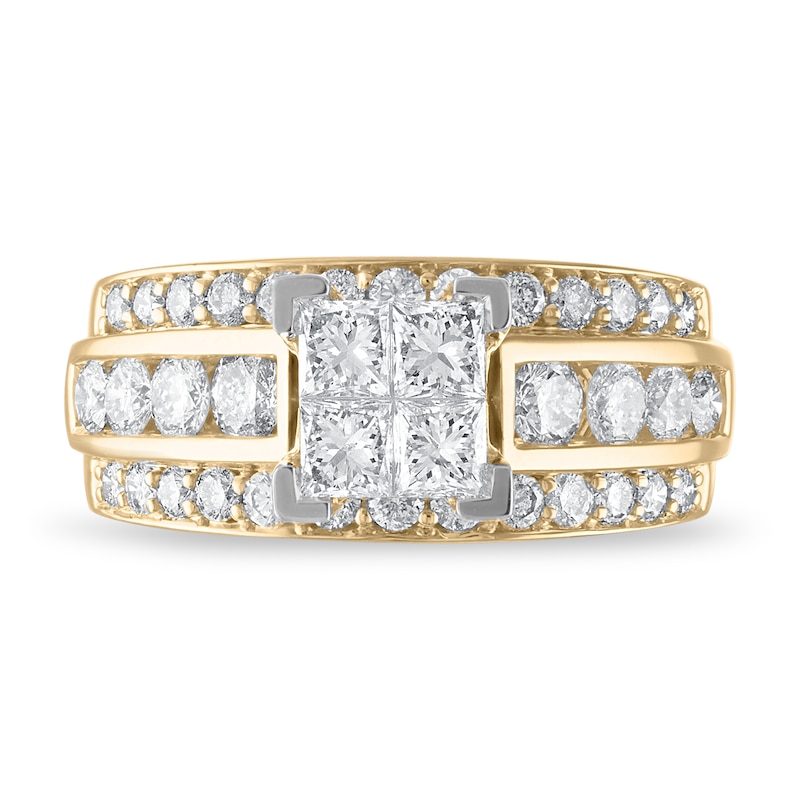 Diamond Engagement Ring 2-5/8 ct tw Princess/Round 14K Yellow Gold
