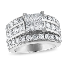 Diamond Engagement Ring 3-1/2 ct tw Princess/Round 14K White Gold