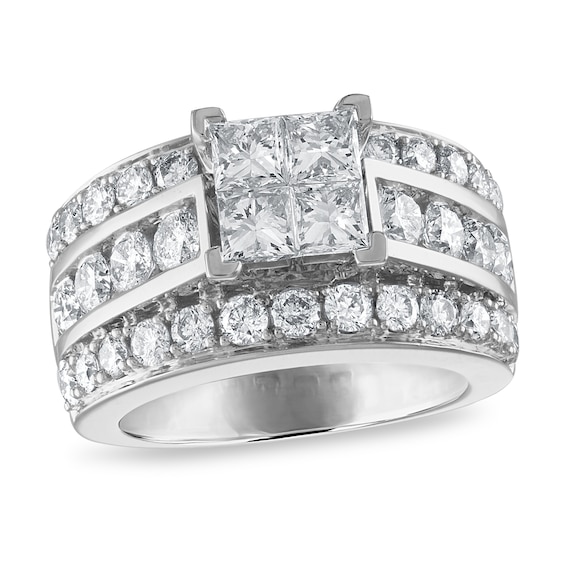 Diamond Engagement Ring 3-1/2 ct tw Princess/Round 14K White Gold | Jared