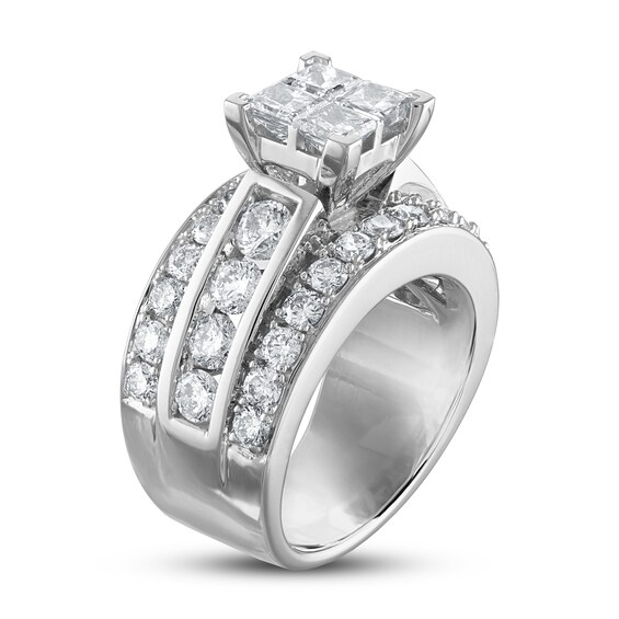 Diamond Engagement Ring 3 1 2 Ct Tw Princess Round 14K White Gold diamond-engagement-ring-3-1-2-ct-tw-princess-round-14k-white-gold