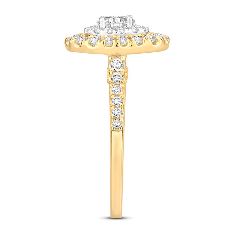 Main Image 3 of Diamond Engagement Ring 1 ct tw Oval/Round 14K Yellow Gold