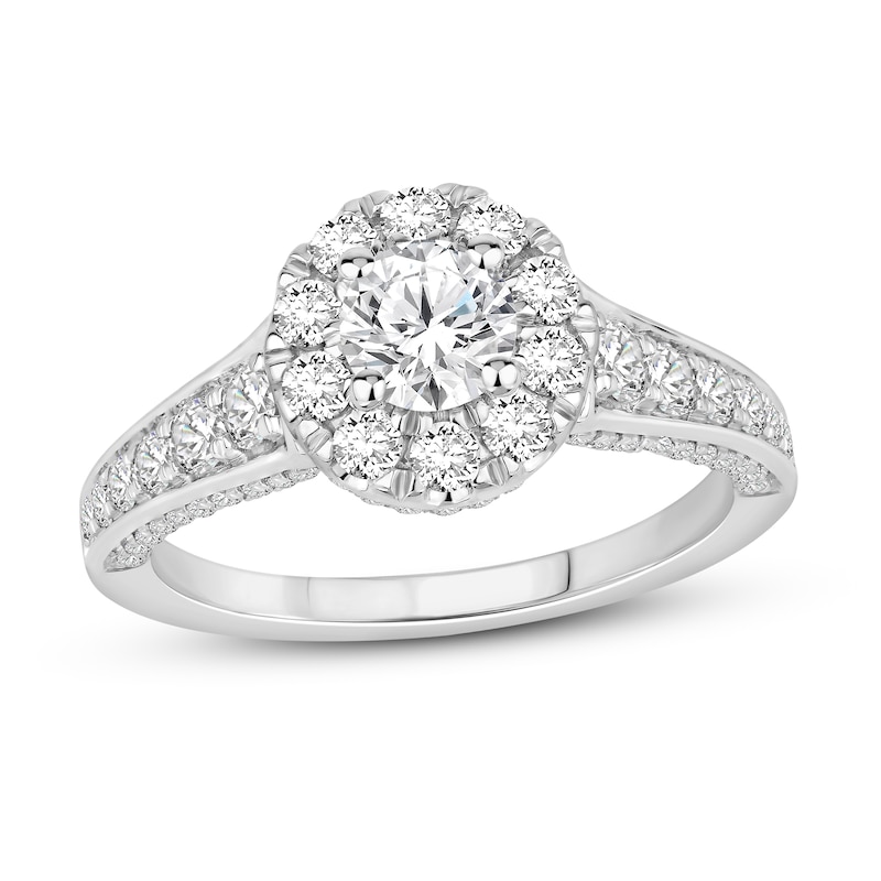 Diamond Engagement Ring 1 3/8 ct tw Round 14K White Gold