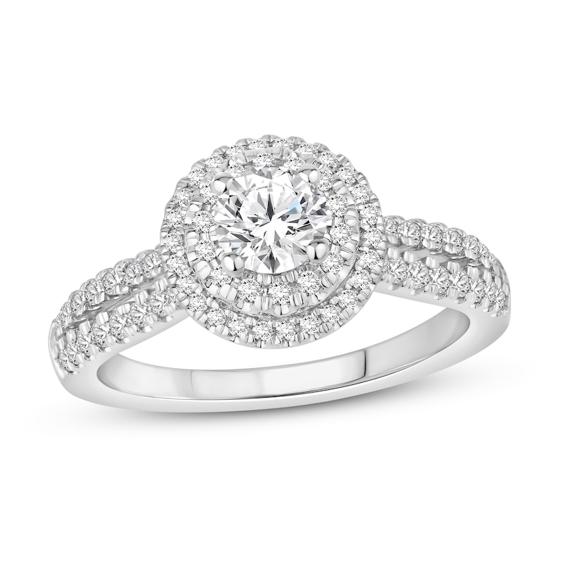 Diamond Engagement Ring 7/8 ct tw Round 14K White Gold