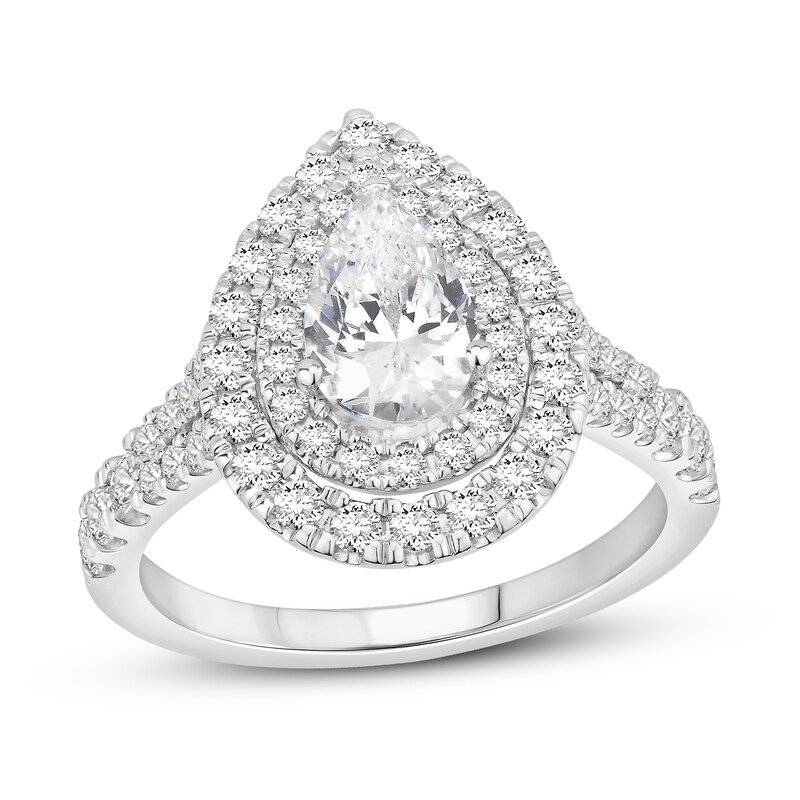 Diamond Engagement Ring 1 7/8 ct tw Pear-shaped/Round 14K White Gold