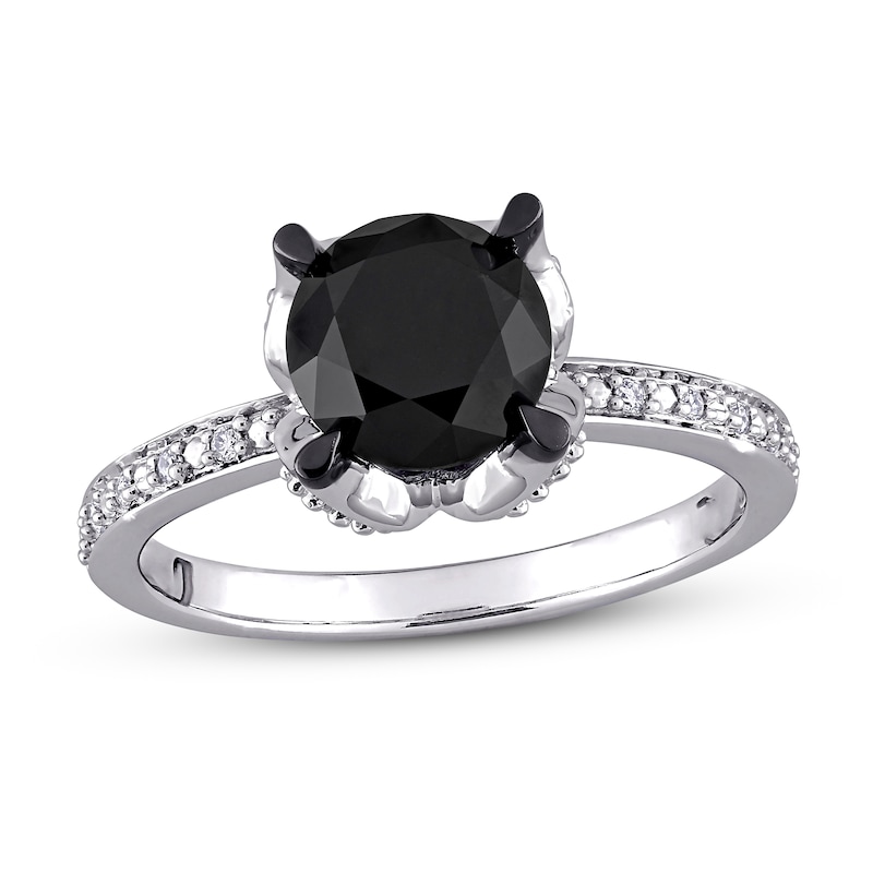 2 Ct Round Shape Diamond Engagement Wedding Ring In 14k Black Gold Over 
