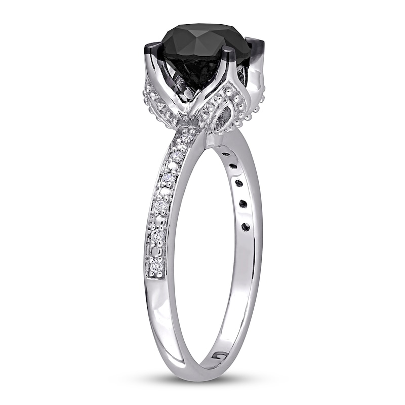 Black Diamond Engagement Ring 2 ct tw 14K White Gold