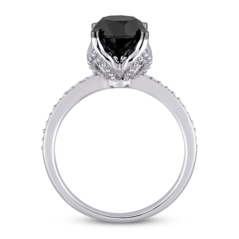 2Ct Round Cut Black Diamond Women's Elegant Engagement Ring 14K Yellow Gold Over