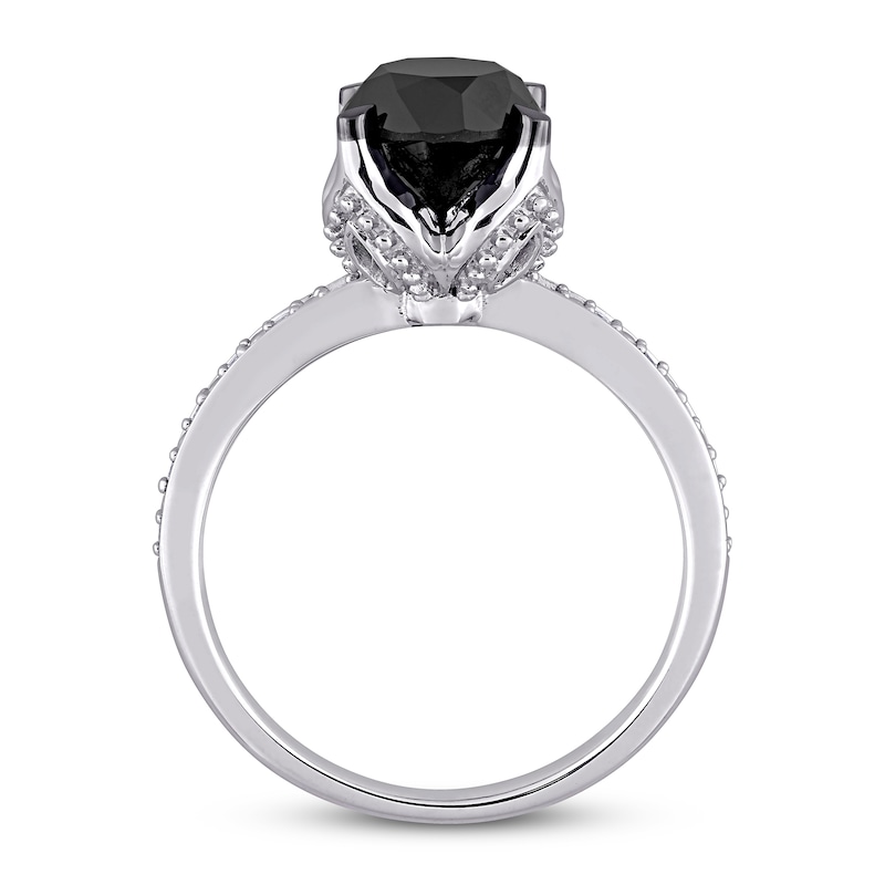 Main Image 3 of Black Diamond Engagement Ring 2 ct tw 14K White Gold