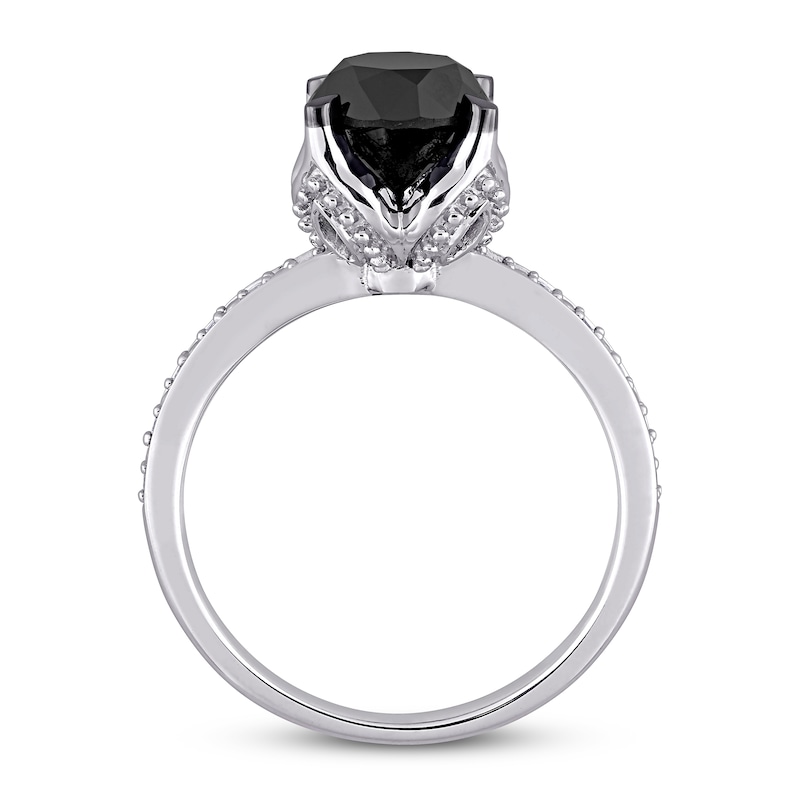 Black Diamond Engagement Ring 2 ct tw 14K White Gold