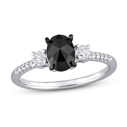 Black Diamond Engagement Ring 1 1/5 ct tw 14K White Gold