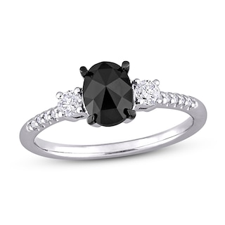 Black Diamond Engagement Ring 1 1/5 ct tw 14K White Gold | Diamond ...