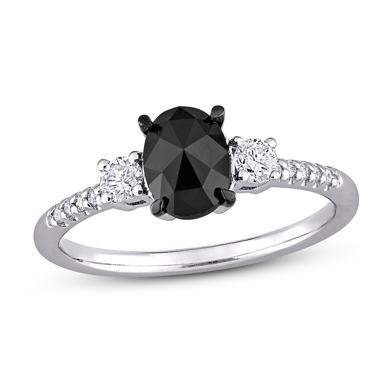 Black Diamond Engagement Ring 1 1/5 ct tw 14K White Gold