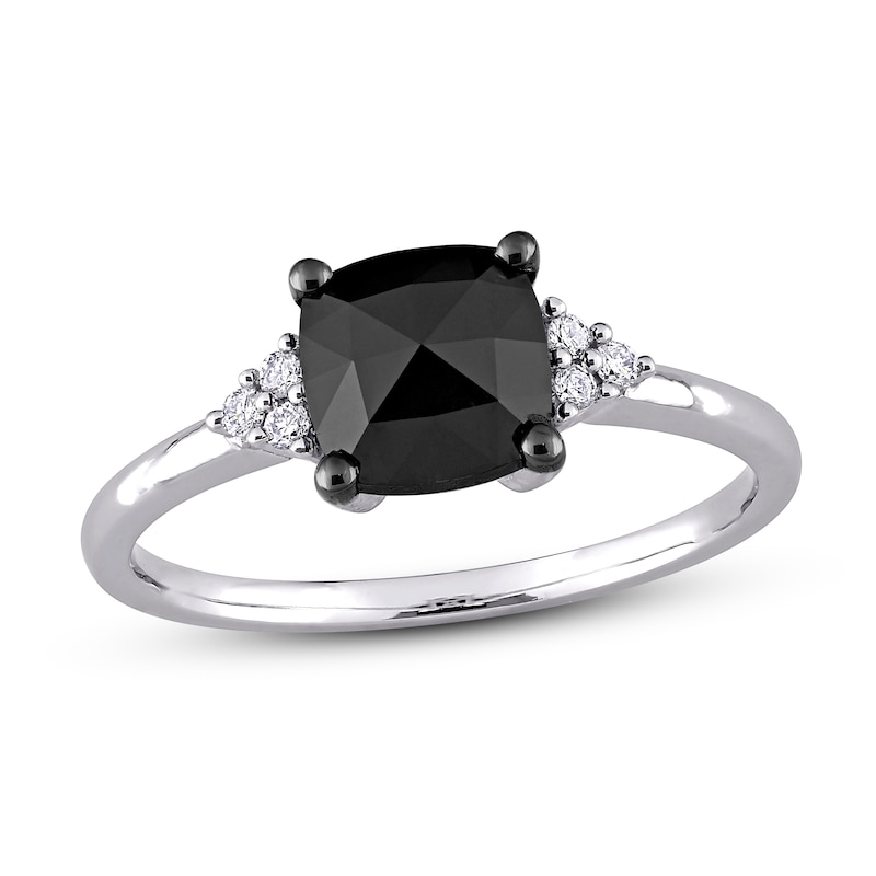 Black Diamond Engagement Ring 1 1/4 ct tw 14K White Gold