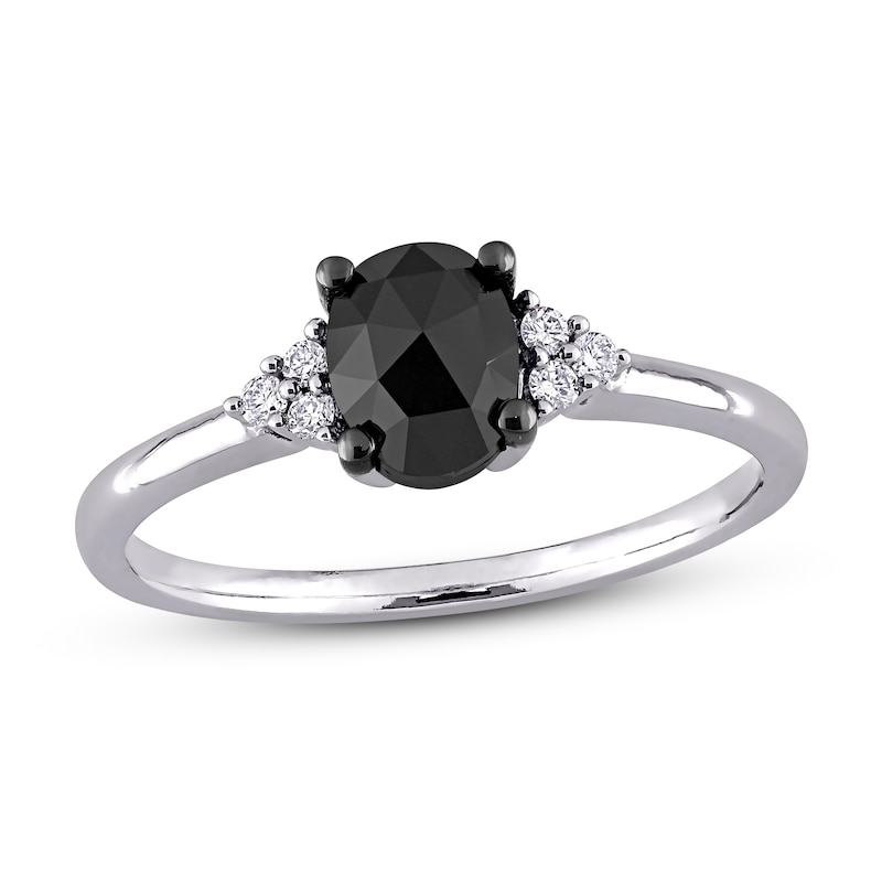 Main Image 1 of Black Diamond Engagement Ring 1 ct tw 14K White Gold